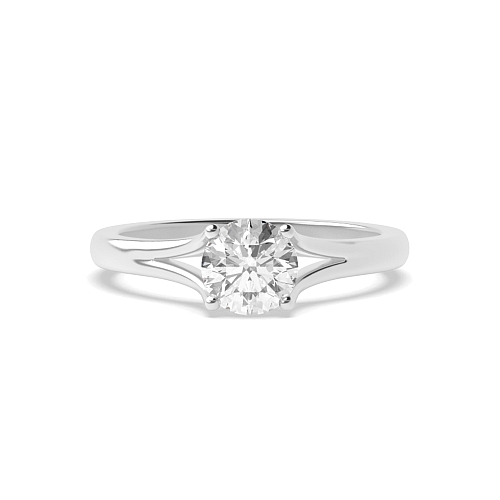 4 Prong Split Shoulder Fish Tail Solitaire Engagement Ring