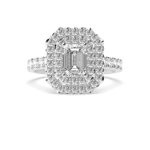 4 Prong Radiant Accented double Side Stone Engagement Rings
