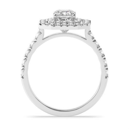 4 Prong Radiant Accented double Side Stone Engagement Rings