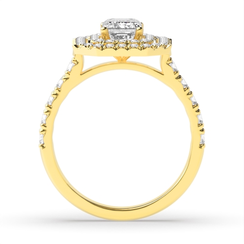 4 Prong Radiant Yellow Gold Accented double Engagement Rings