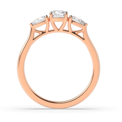 4 Prong Round/Pear Rose Gold With gallery Trilogy Engagement Rings