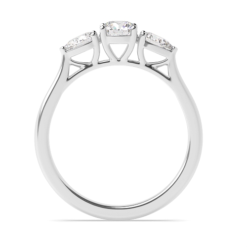 4 Prong Round/Pear With gallery Trilogy Engagement Rings