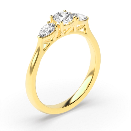 Round/Pear Yellow Gold With gallery Engagement Rings