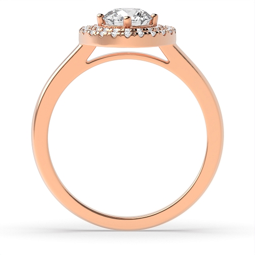 4 Prong Round Rose Gold Two row shoulder Engagement Rings