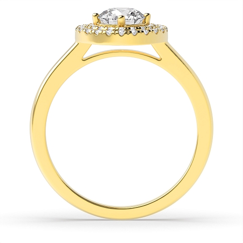 4 Prong Round Yellow Gold Two row shoulder Engagement Rings