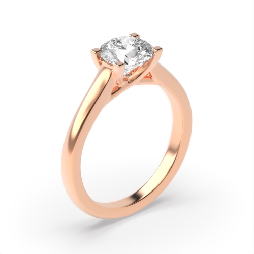 4 Prong Round Rose Gold Crossover square claws Engagement Rings