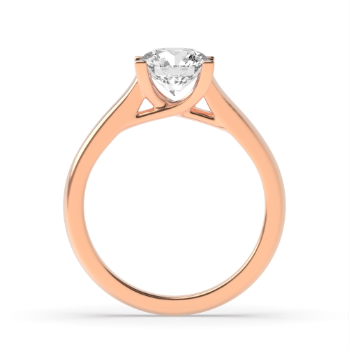 4 Prong Round Rose Gold Crossover square claws Engagement Rings