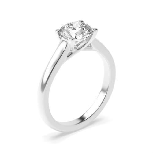 4 Prong Round Crossover square claws Moissanite Engagement Rings