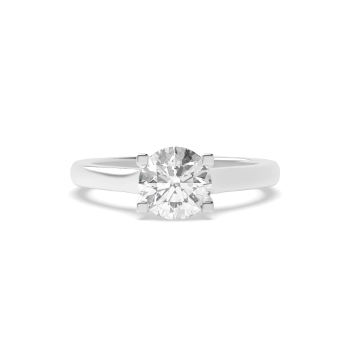 4 Prong Round Crossover square claws Moissanite Engagement Rings