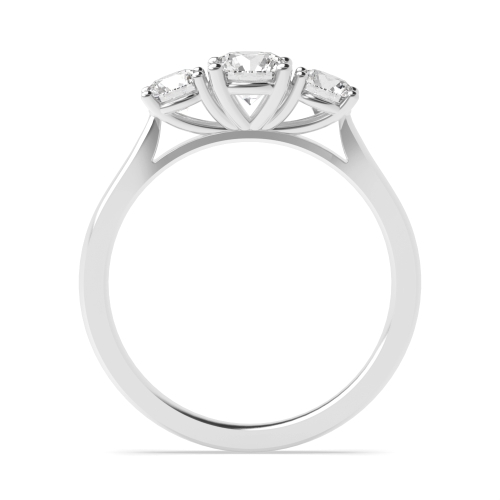 4 Prong Round Contemporary Setting Three Stone Engagement Ring