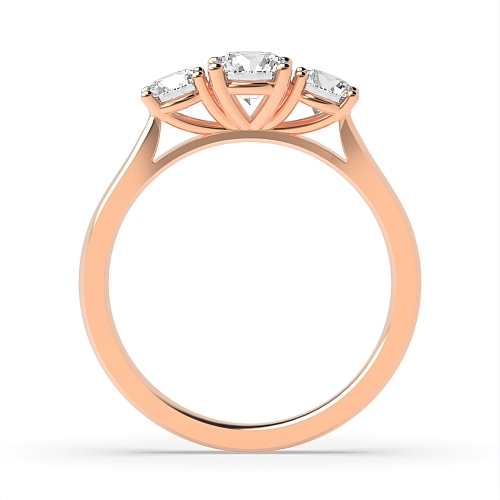 Round Rose Gold Contemporary setting Trilogy Engagement Rings