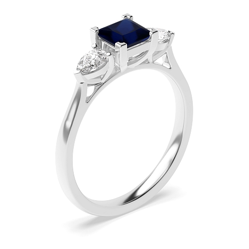 Princess/Pear High set Blue Sapphire Engagement Rings