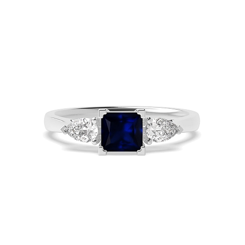 Princess/Pear High set Blue Sapphire Engagement Rings