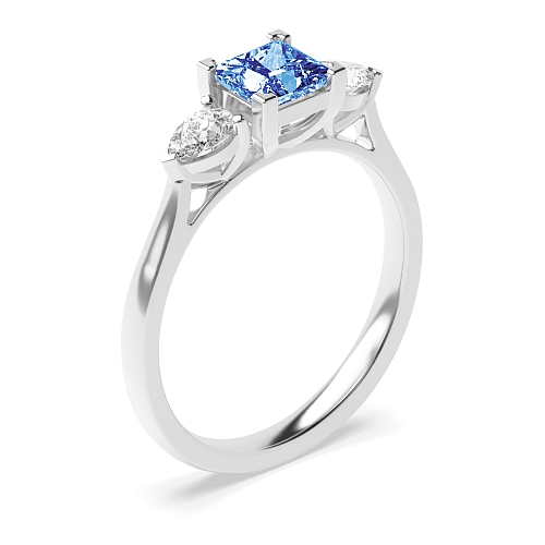 Princess/Pear High set Tanzanite Engagement Rings