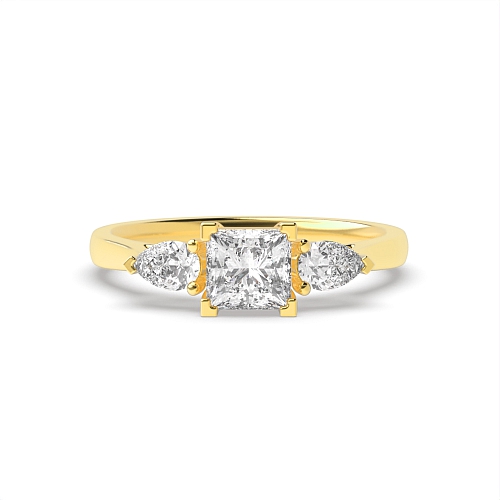 Princess/Pear Yellow Gold High set Engagement Rings