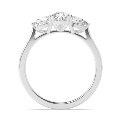 Prong Pear Trinity Moissanite Three Stone Engagement Ring