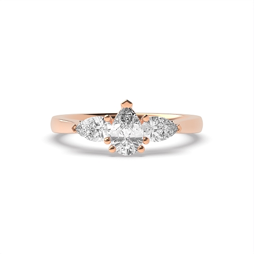 Prong Pear Rose Gold Trinity Trilogy Engagement Rings