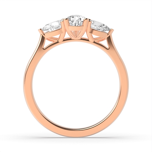 Prong Pear Rose Gold Trinity Trilogy Engagement Rings