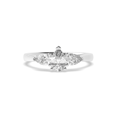 Prong Pear Trinity Three Stone Engagement Ring