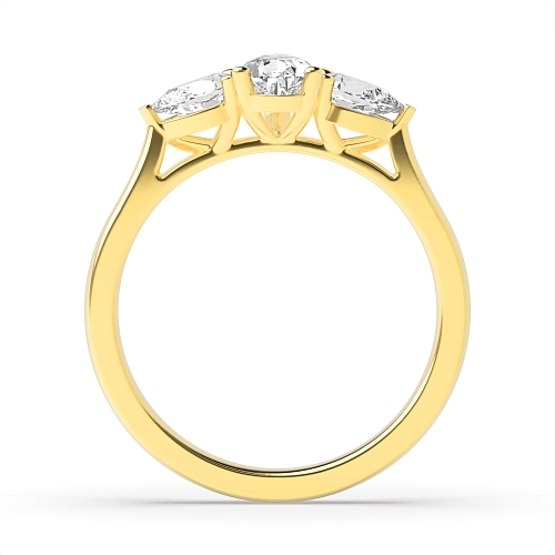 Prong Pear Yellow Gold Trinity Engagement Rings