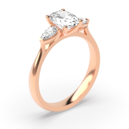 4 Prong Oval And Pear Diamond Trilogy Engagement Rings On Sale