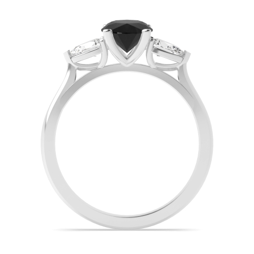 Oval/Pear Black Three Stone Diamond Ring