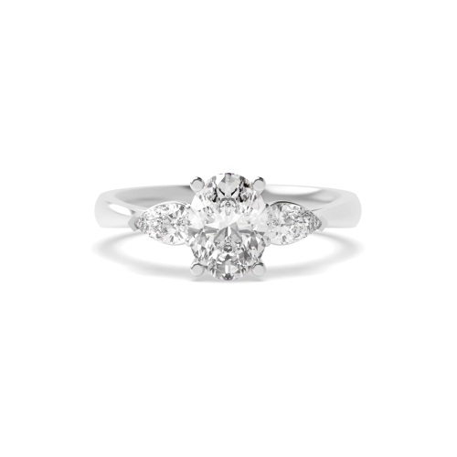 4 Prong Oval and Pear Diamond Trilogy Engagement Rings on Sale