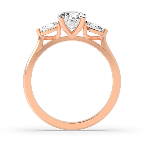 4 Prong Oval/Pear Rose Gold centered open set Trilogy Engagement Rings