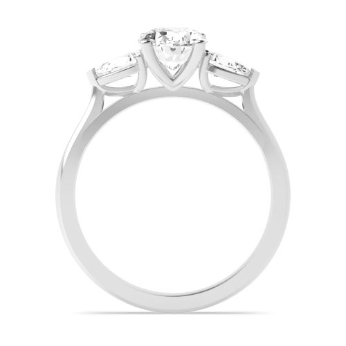 4 Prong Oval/Pear Lab Grown Diamond Three Stone Engagement Ring