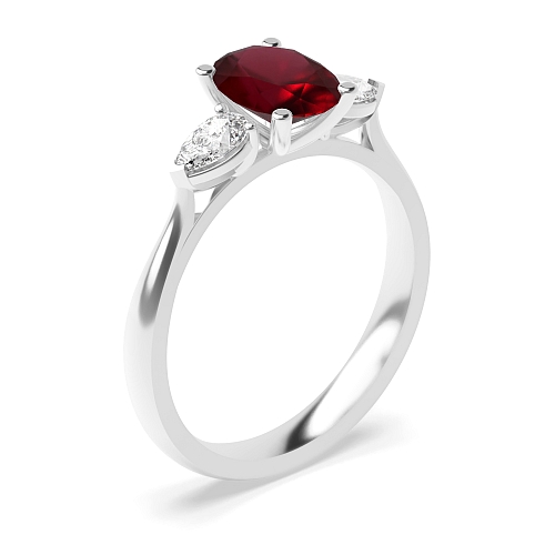 Oval/Pear centered open set Ruby Engagement Rings