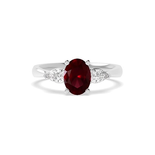 Oval/Pear centered open set Ruby Engagement Rings
