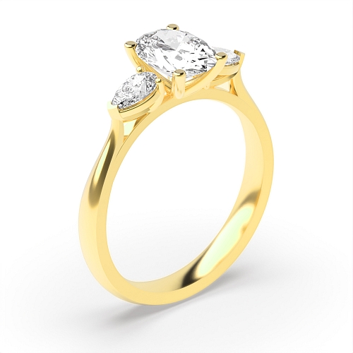 Oval/Pear Yellow Gold centered open set Engagement Rings