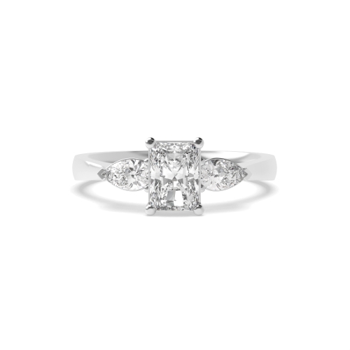 Radiant and Pear Diamond Trilogy Engagement Rings for Women