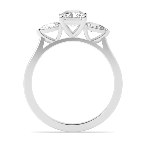 4 Prong Radiant/Pear High Set Three Stone Diamond Ring