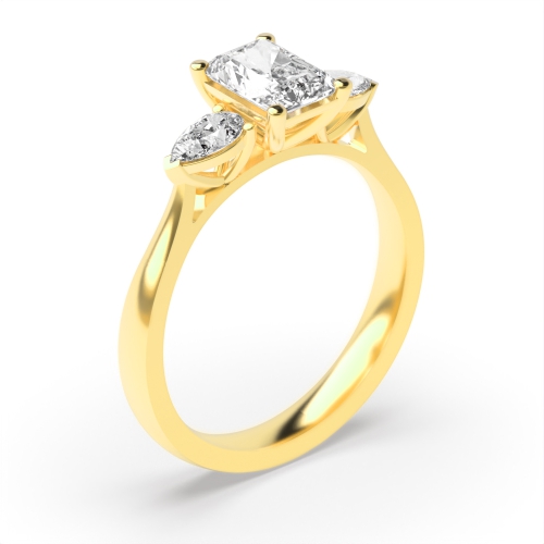 Radiant And Pear Diamond Trilogy Engagement Rings For Women