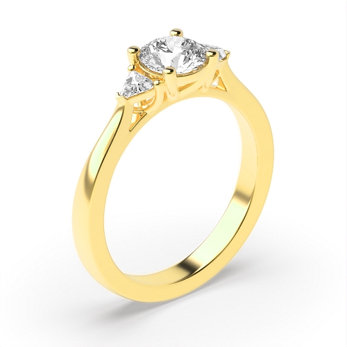 Round/Trillion Yellow Gold Raised set Engagement Rings