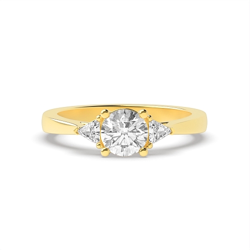 Round/Trillion Yellow Gold Raised set Engagement Rings