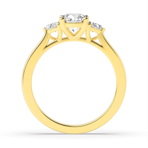 Round/Trillion Yellow Gold Raised set Engagement Rings