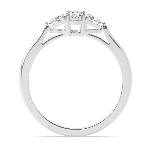 4 Prong Oval/Trillion Basket Set Three Stone Engagement Ring