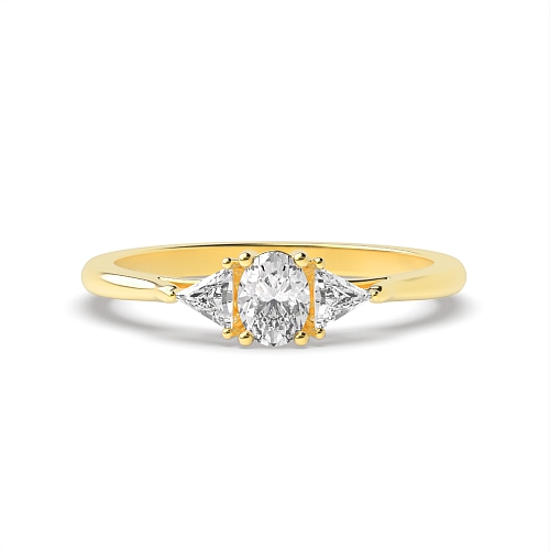 4 Prong Oval/Trillion Yellow Gold Basket set Engagement Rings