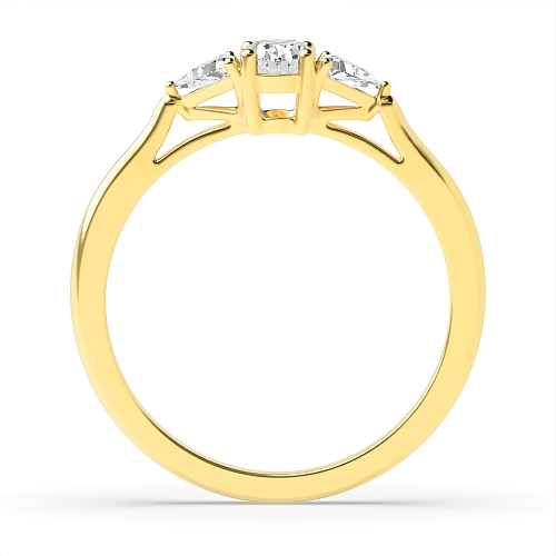 4 Prong Oval/Trillion Yellow Gold Basket set Engagement Rings