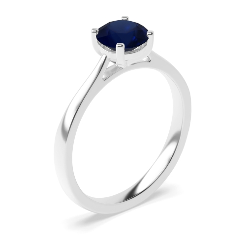 4 Prong Round Delicate band Blue Sapphire Engagement Rings