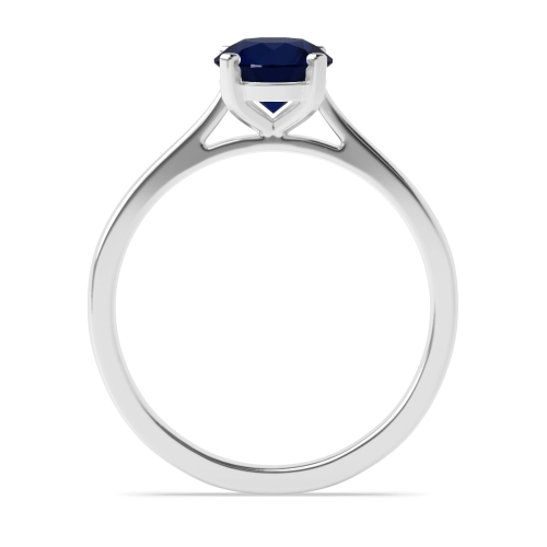 4 Prong Round Delicate band Blue Sapphire Engagement Rings