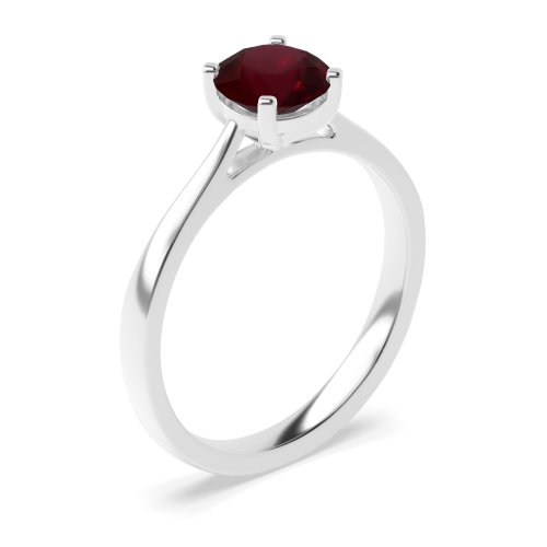 4 Prong Round Delicate band Ruby Engagement Rings