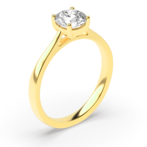 4 Prong Round Yellow Gold Delicate band Engagement Rings