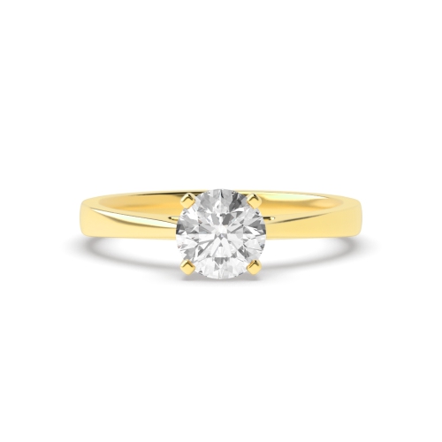 4 Prong Round Yellow Gold Delicate band Engagement Rings
