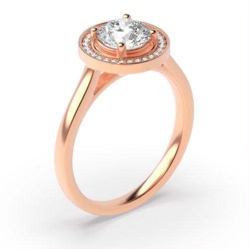 4 Prong Round Rose Gold Classic shoulder Halo Engagement Rings