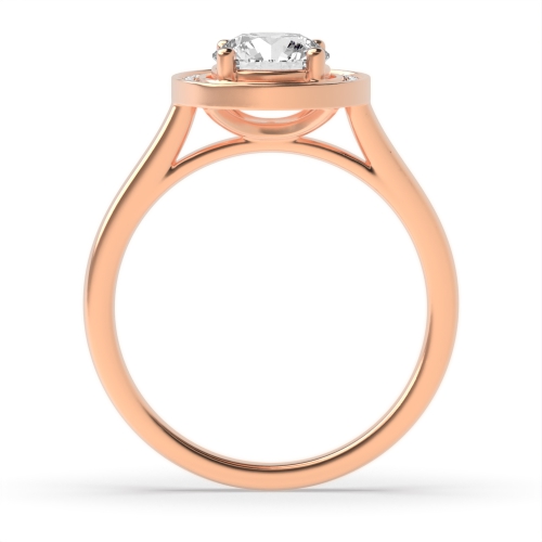 4 Prong Round Rose Gold Classic shoulder Halo Engagement Rings