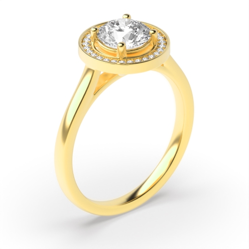 4 Prong Round Yellow Gold Classic shoulder Engagement Rings