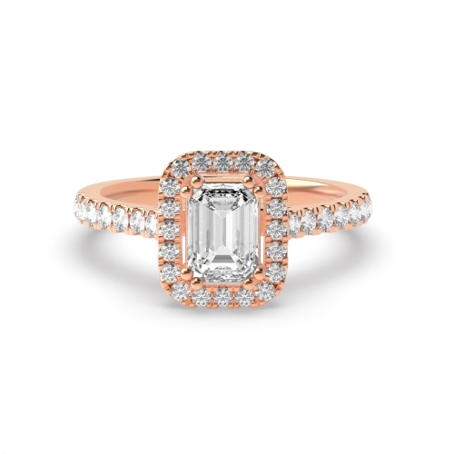 Emerald Rose Gold Halo Engagement Ring